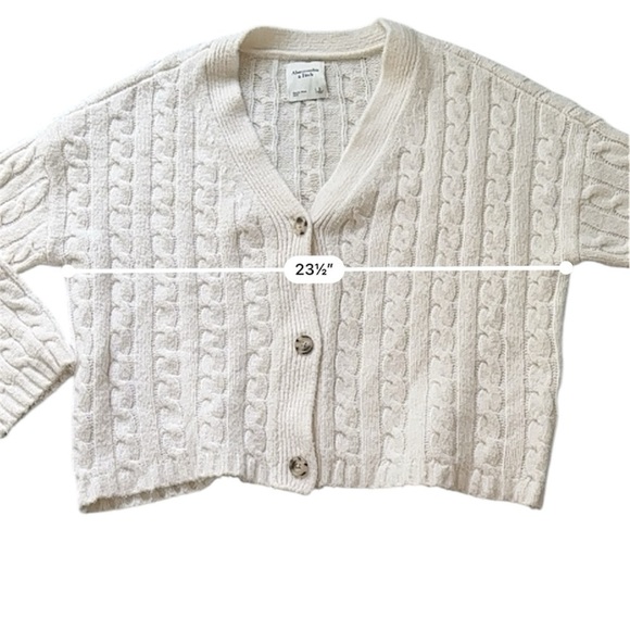 Abercrombie & Fitch Women’s S Cable Knit Button Cardigan Ivory Heavyweight Cozy - Picture 8 of 8